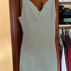 White fox Sage Green Mini Dress